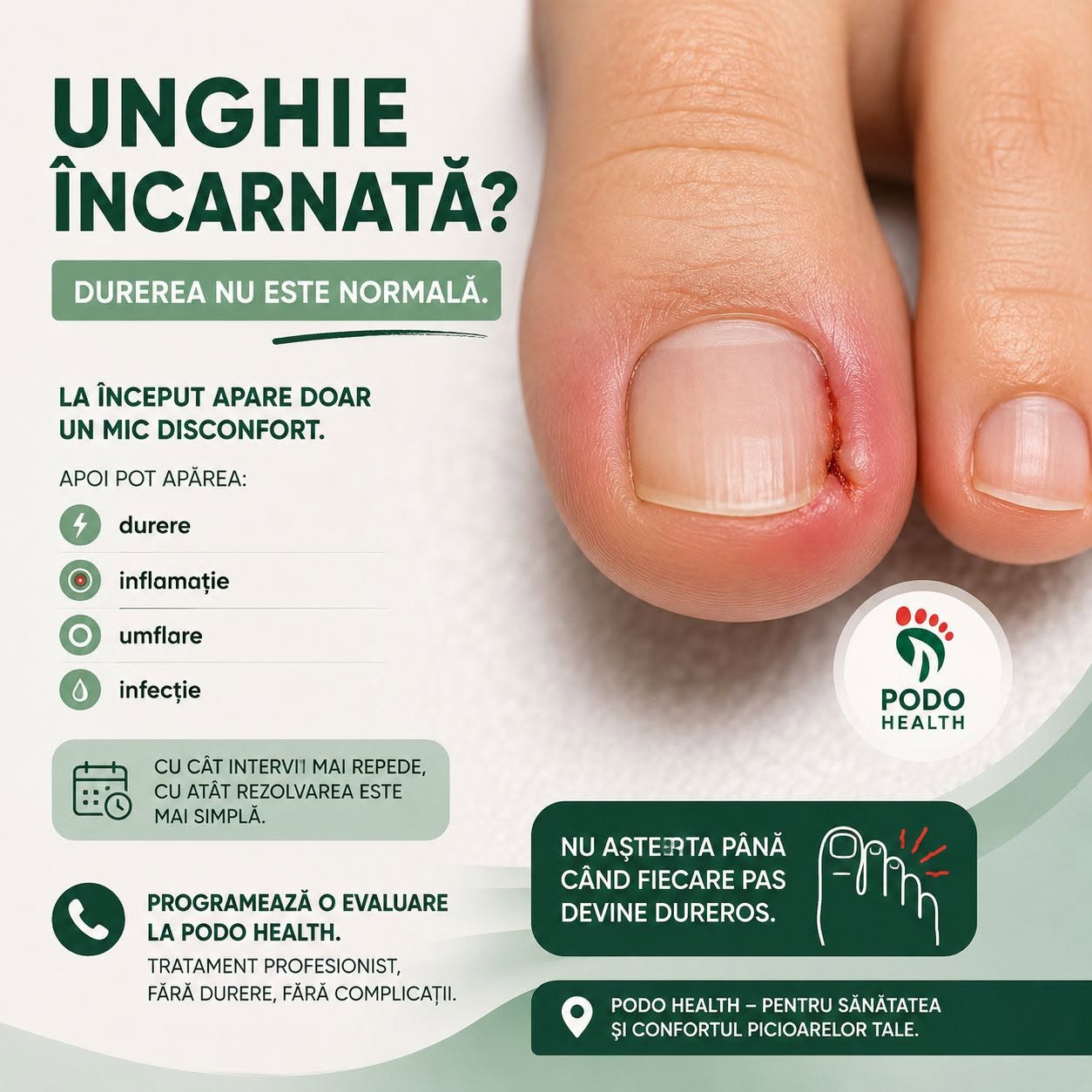 Unghia încarnată nu trece de la sine.